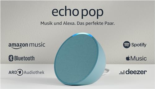 Echo Pop | Kompakter und smarter Bluetooth-Lautsprecher mit vollem Klang und Alexa | Blaugrün