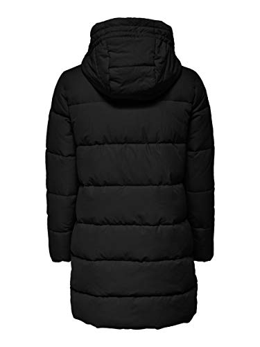 ONLY Damen Lange Puffer Jacke | Warmer Stepp Wintermantel mit Kapuze | Wattierter Blouson ONLDOLLY, Farben:Schwarz, Größe:M