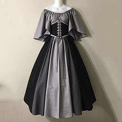 Mittelalter Kleid Damen Renaissance Retro Partykleid Mittelalter Kostüme Damen Gothic Kleider Halloween Karneval Kostüm Damen Vintage Maxikleid Für Halloween Karneval Kostüm Sale Angebote