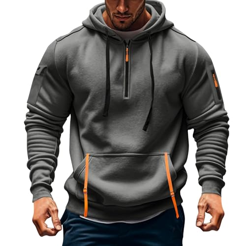 Hoodie Herren Oversize Winter Dicke Kapuzenpulli Casual Sweatshirt Hip Hop Outdoor Kapuzenpullover Personalisierte Hoodie Langarm Pullover mit Taschen Kordelzug 2024 Winter Pulli(Dark Gray,XL)