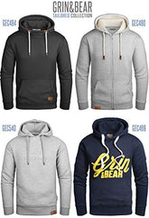 Grin&Bear Herren Kapuzenpullover Kapuzenjacke Hoodie mit hoch abschließendem Kragen GEC494 (S, Anthrazit)