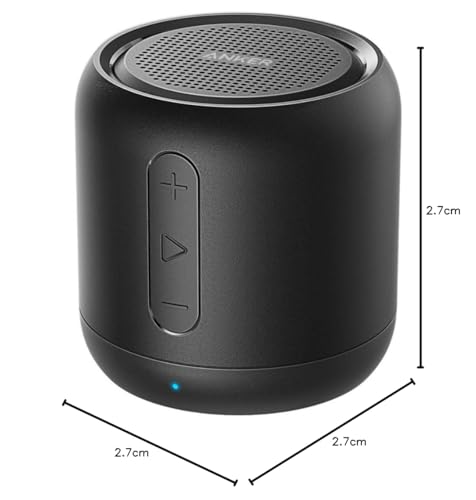 Anker Soundcore Mini Bluetooth Lautsprecher mit 15 Stunden Spielzeit, Fantastischer Sound, 20 Meter Bluetooth Reichweite, FM Radio und intensiver Bass(Schwarz)