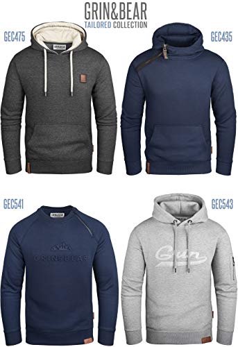 Grin&Bear Herren Kapuzenpullover Kapuzenjacke Hoodie mit hoch abschließendem Kragen GEC494 (S, Anthrazit)