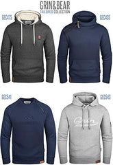 Grin&Bear Herren Kapuzenpullover Kapuzenjacke Hoodie mit hoch abschließendem Kragen GEC494 (S, Anthrazit)