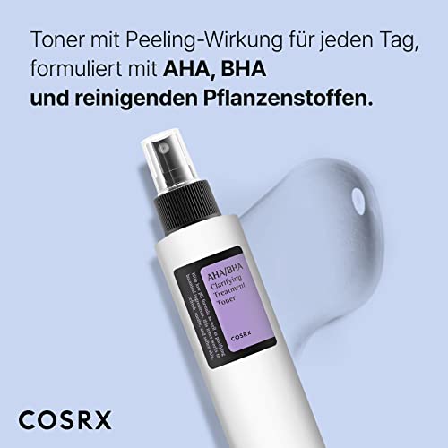 COSRX AHA/BHA Clarifying Treatment Toner | Peeling-Gesichtswasser für ebenmäßige Haut | Anti Mitesser & Anti Pickel | Poren Verkleinern | für alle Hauttypen | Vegan,tierversuchsfrei | Korean Skincare