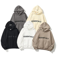 DINNIWIKL Essentials Hoodie Sweatshirt mit Kapuze Unisex y2k Fleece Sweatshirt Doppellinie Geklebte 3D-Buchstaben Pullover Herren Einfarbig Hoodies Baumwolle Sportbekleidung Casual Kapuzenpullover