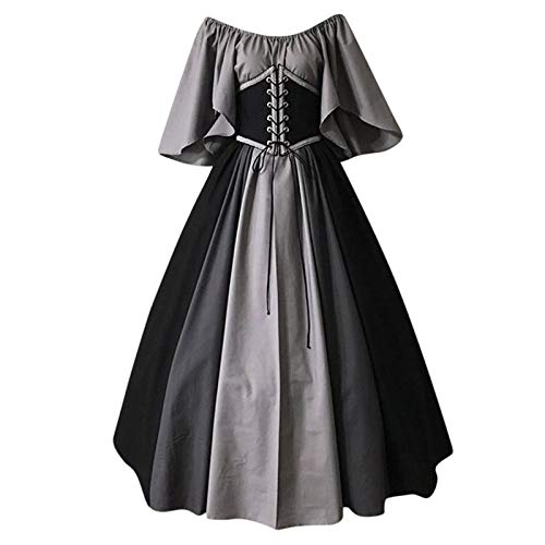 Mittelalter Kleid Damen Renaissance Retro Partykleid Mittelalter Kostüme Damen Gothic Kleider Halloween Karneval Kostüm Damen Vintage Maxikleid Für Halloween Karneval Kostüm Sale Angebote