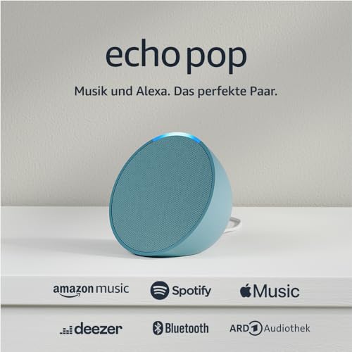 Echo Pop | Kompakter und smarter Bluetooth-Lautsprecher mit vollem Klang und Alexa | Blaugrün