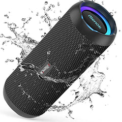 RIENOK Bluetooth Lautsprecher mit Licht Bluetooth 5.3 Musikbox Bass Kabellos Box mit IPX7 wasserdicht Stereo Sound Tragbar