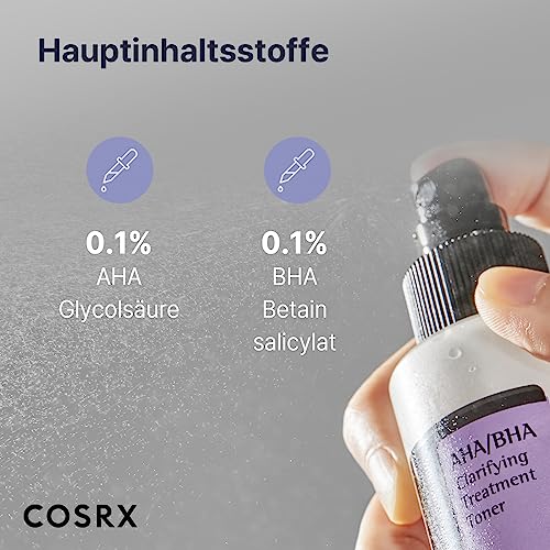 COSRX AHA/BHA Clarifying Treatment Toner | Peeling-Gesichtswasser für ebenmäßige Haut | Anti Mitesser & Anti Pickel | Poren Verkleinern | für alle Hauttypen | Vegan,tierversuchsfrei | Korean Skincare