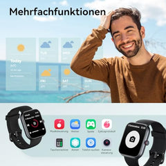 Smartwatch Herren Damen mit Telefonfunktion Alexa Integriert -Fitnessuhr 110+ Sportmodi &IP68-1,91" Schrittzähler Uhr für Android iOS Armbanduhr mit Pulsmesser SpO2 Stress Schlafmonitor -Schawrz