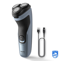 Philips Shaver Series 3000X – Elektrischer Nass- und Trockenrasierer für Männer in Himmelblau, mit SkinProtect-Technologie, ausklappbarem Bartschneider und ergonomischem Griff (Modell X3053/00)