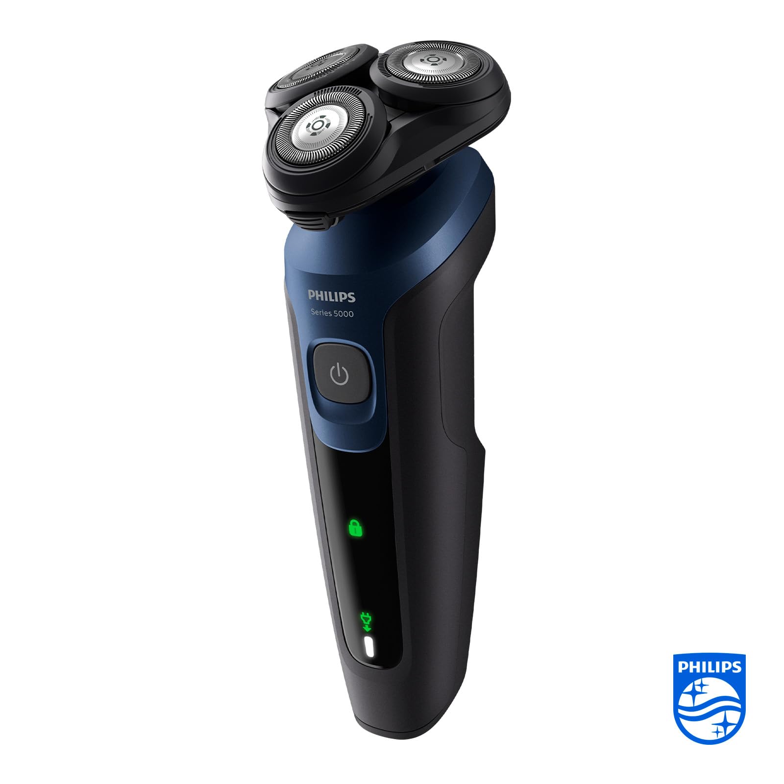 Philips Shaver Series 5000 – Elektrischer Nass- & Trockenrasierer für Herren in Metallic-Blau mit Präzisionstrimmer & weicher Transporttasche (Modell S5465/18)