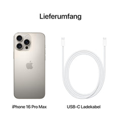 Apple iPhone 16 Pro Max 512 GB: 5G Handy mit Kamerasteuerung, 4K 120 Dolby Vision und einem großen Sprung bei der Batterielaufzeit. Funktioniert mit AirPods, Titan Natur