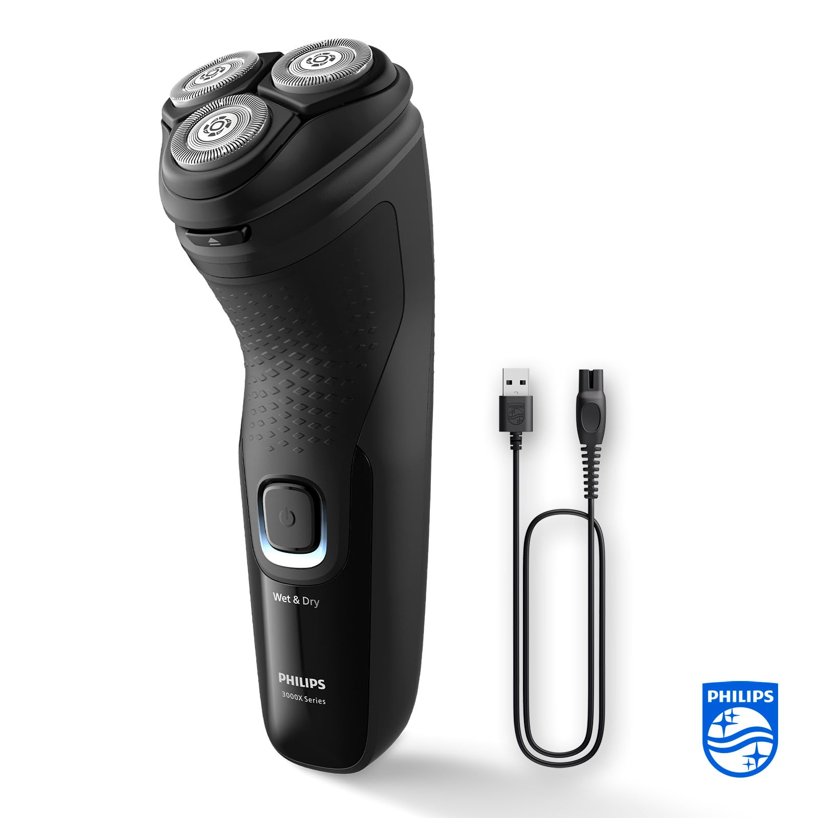 Philips Shaver Series 3000X – Elektrischer Nass- und Trockenrasierer für Männer in Schwarz, mit SkinProtect-Technologie, ausklappbarem Bartschneider (Modell X3001/00)