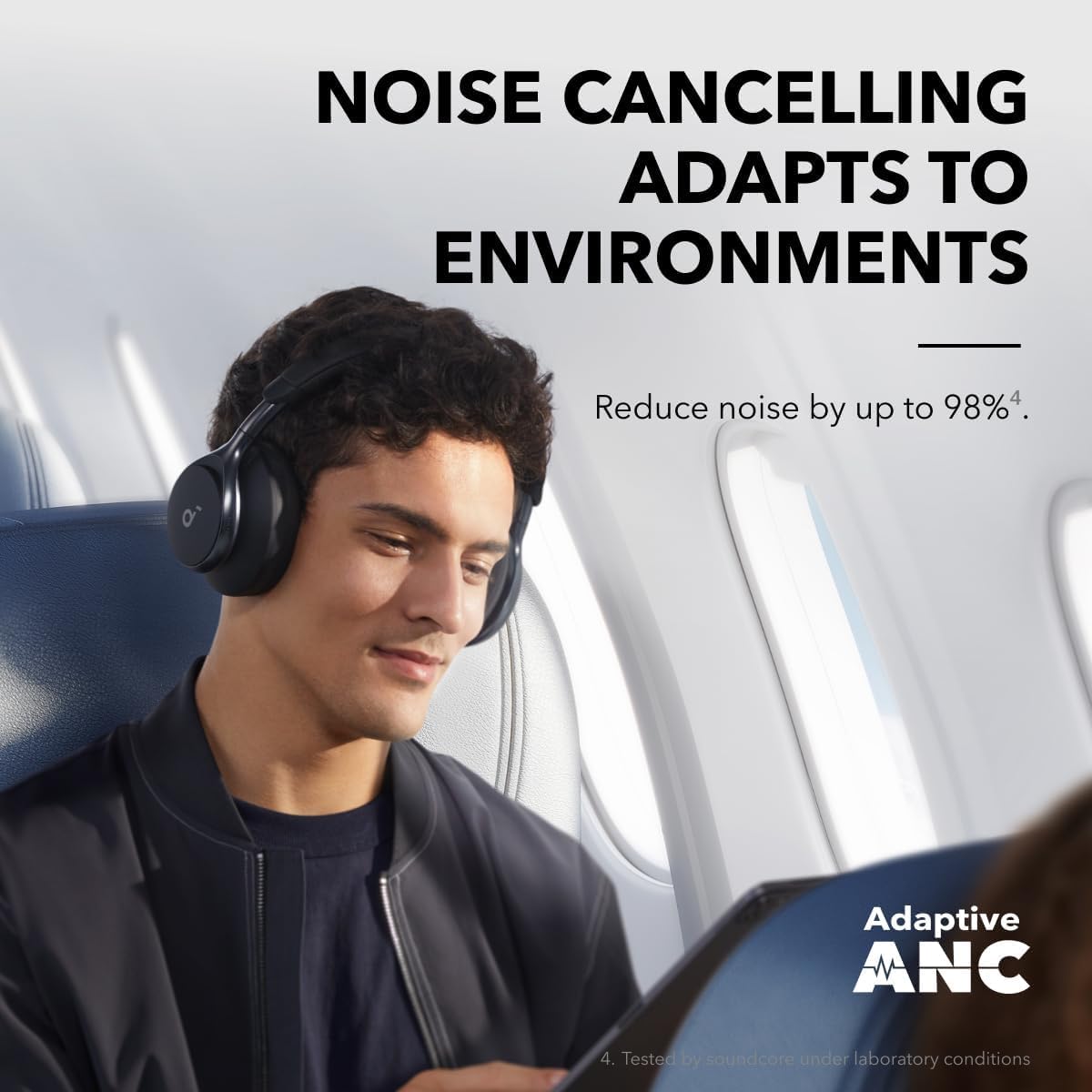 soundcore by Anker, Space One Kabellose Kopfhörer, Adaptives aktives Noise Cancelling, 2X stärkere Stimmunterdrückung, 40h ANC Akkuleistung, App Steuerung,Hi-Res Audio, Bluetooth 5.3 (Generalüberholt)