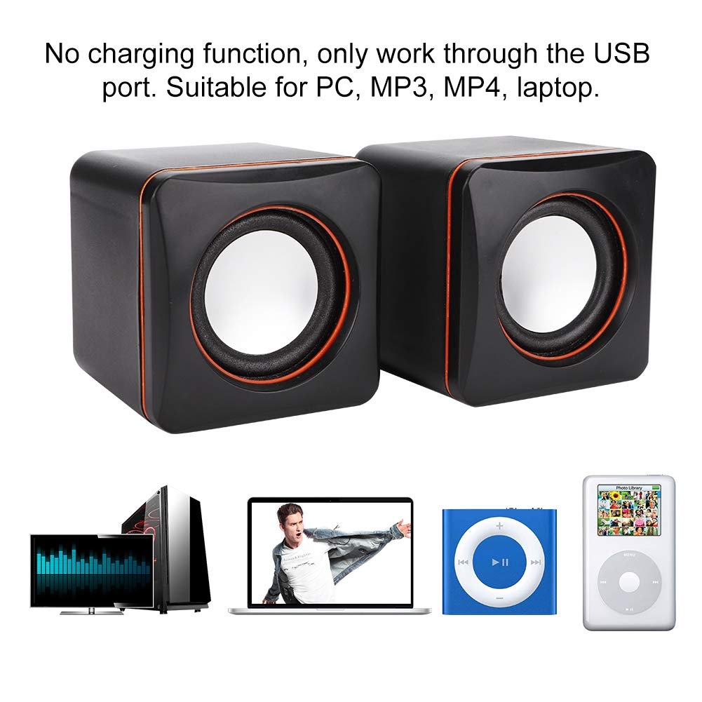 ASHATA Stereo-Lautsprecher, Tragbar Soundsystem PC Lautsprecher HiFi-Sound Musik Lautsprecher,3.5mm Audio Multimedia Lautsprecher USB Speakers für PC Computer Laptop