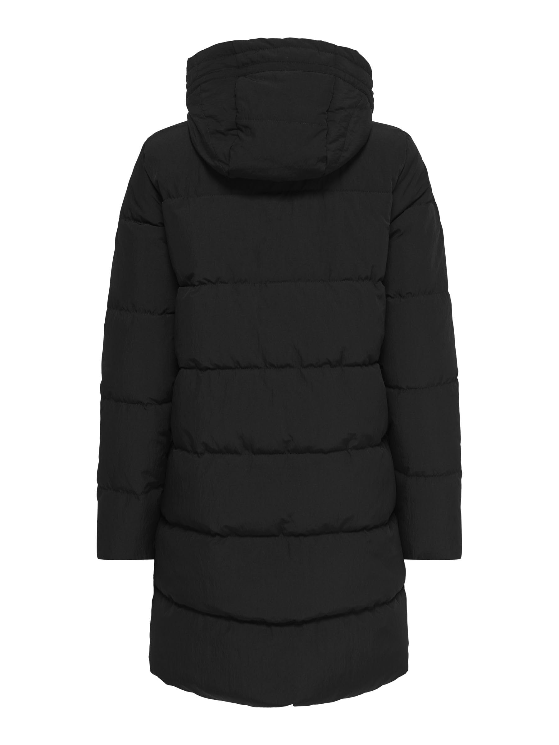 ONLY Damen Lange Puffer Jacke | Warmer Stepp Wintermantel mit Kapuze | Wattierter Blouson ONLDOLLY, Farben:Schwarz, Größe:M