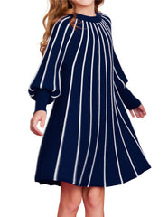 GRACE KARIN Mädchen Lässig Pullover Kleid Tauchen Langarm Rundhalsausschnitt Kleider Marineblau 6Y