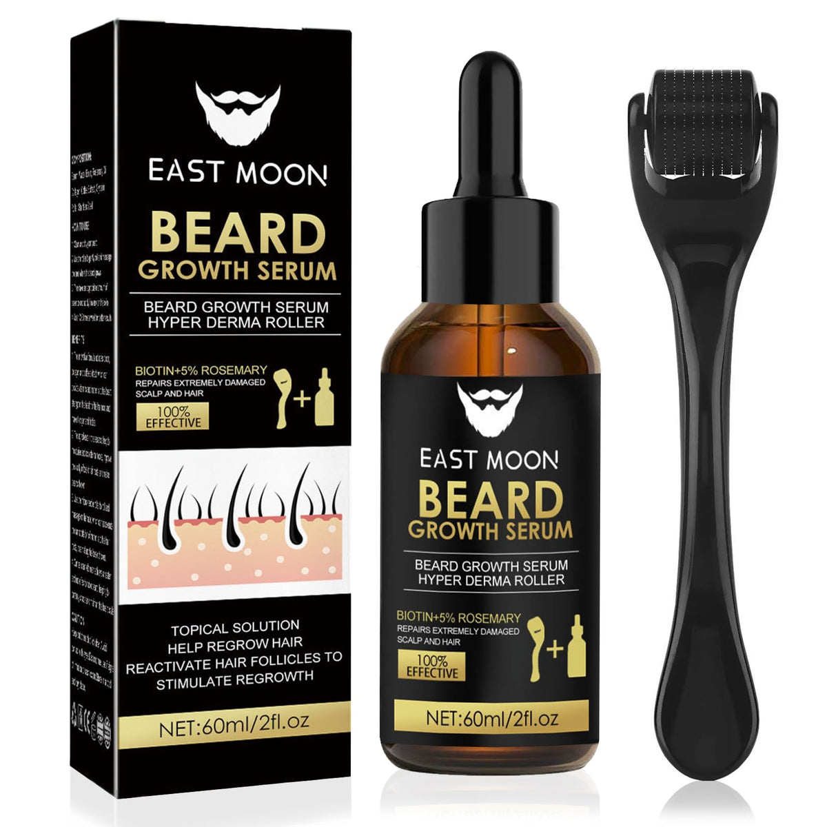 Bartwuchs Kit,Bartwachstum Set mit Dermaroller Bartroller,Bartwuchs Serum Öl/Beard Roller,Beard Growth Kit,Stimuliert Schnurrbart und Haarwachstum,Geschenke für Männer Vater