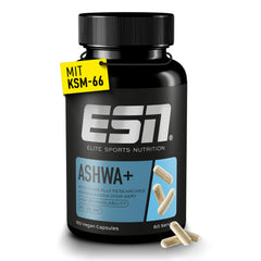 ESN Ashwa +, patentierter Ashwagandha Wurzelextrakt KSM-66®, 120 Kapseln, indische Schlafbeere, mit Anti-Stress Nährstoffen Magnesium, Vitamin B6 & Zink, vegan, geprüfte Qualität - made in Germany