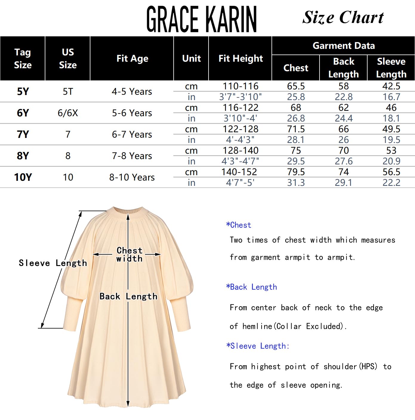 GRACE KARIN Mädchen Lässig Pullover Kleid Tauchen Langarm Rundhalsausschnitt Kleider Marineblau 6Y