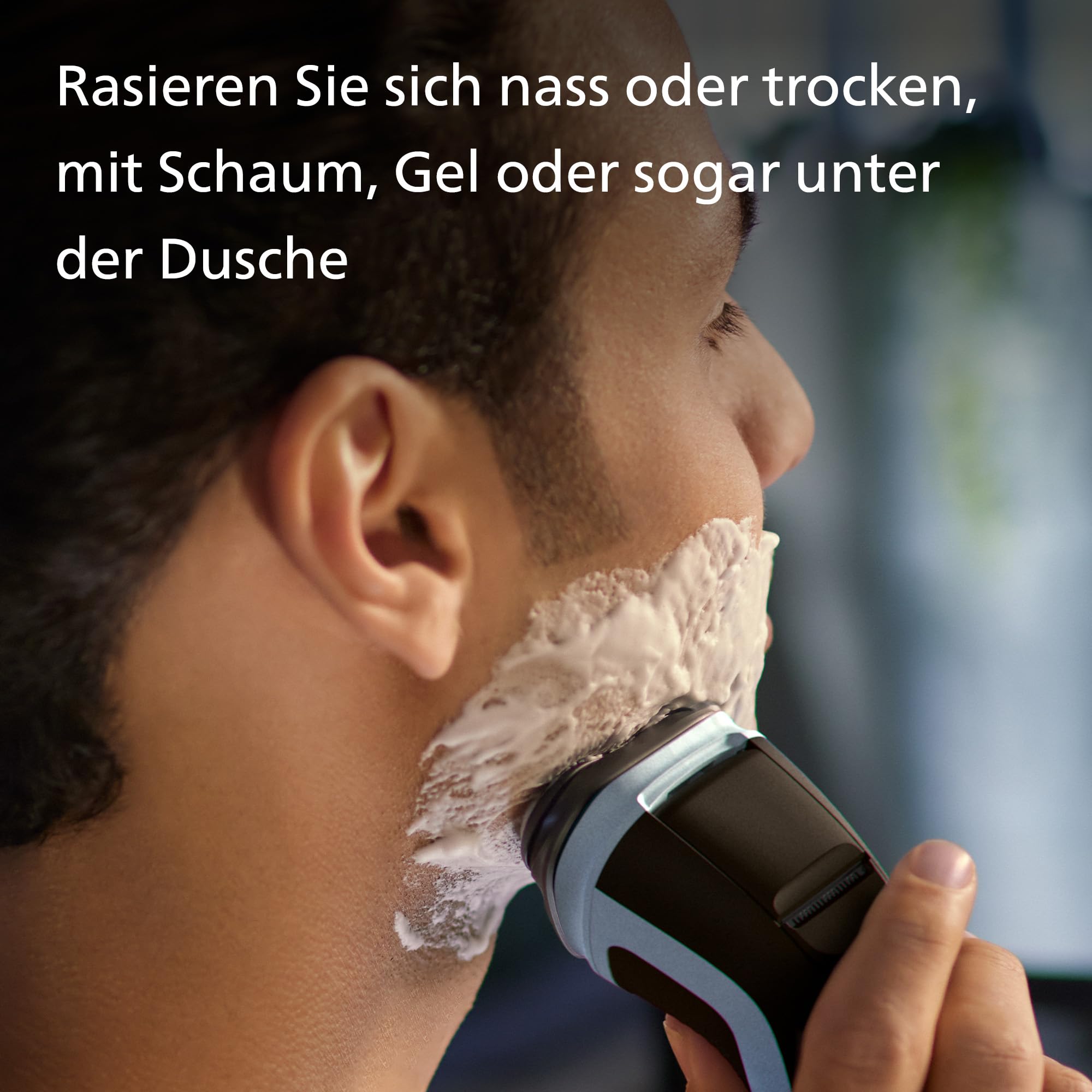 Philips Shaver Series 3000X – Elektrischer Nass- und Trockenrasierer für Männer in Himmelblau, mit SkinProtect-Technologie, ausklappbarem Bartschneider und ergonomischem Griff (Modell X3053/00)