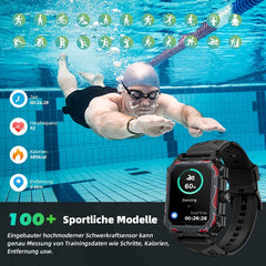 LOKMAT Ocean 1,96 Zoll Touchscreen Uhren Herren, MAX Militär Smartwatch Herren mit Telefonfunktion 650mAh 5ATM Wasserdicht 100+ Sportmodi Fitnessuhr Herren Sportuhr Outdoor Smartwatch für Android iOS