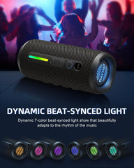 OHAYO Bluetooth Lautsprecher, Bluetooth Box mit RGB Licht, Musikbox mit Bluetooth 5.3, 3 Licht Modi, 30H Akku, IPX7 Wasserdicht, Outdoor Lautsprecher für Draußen, Party