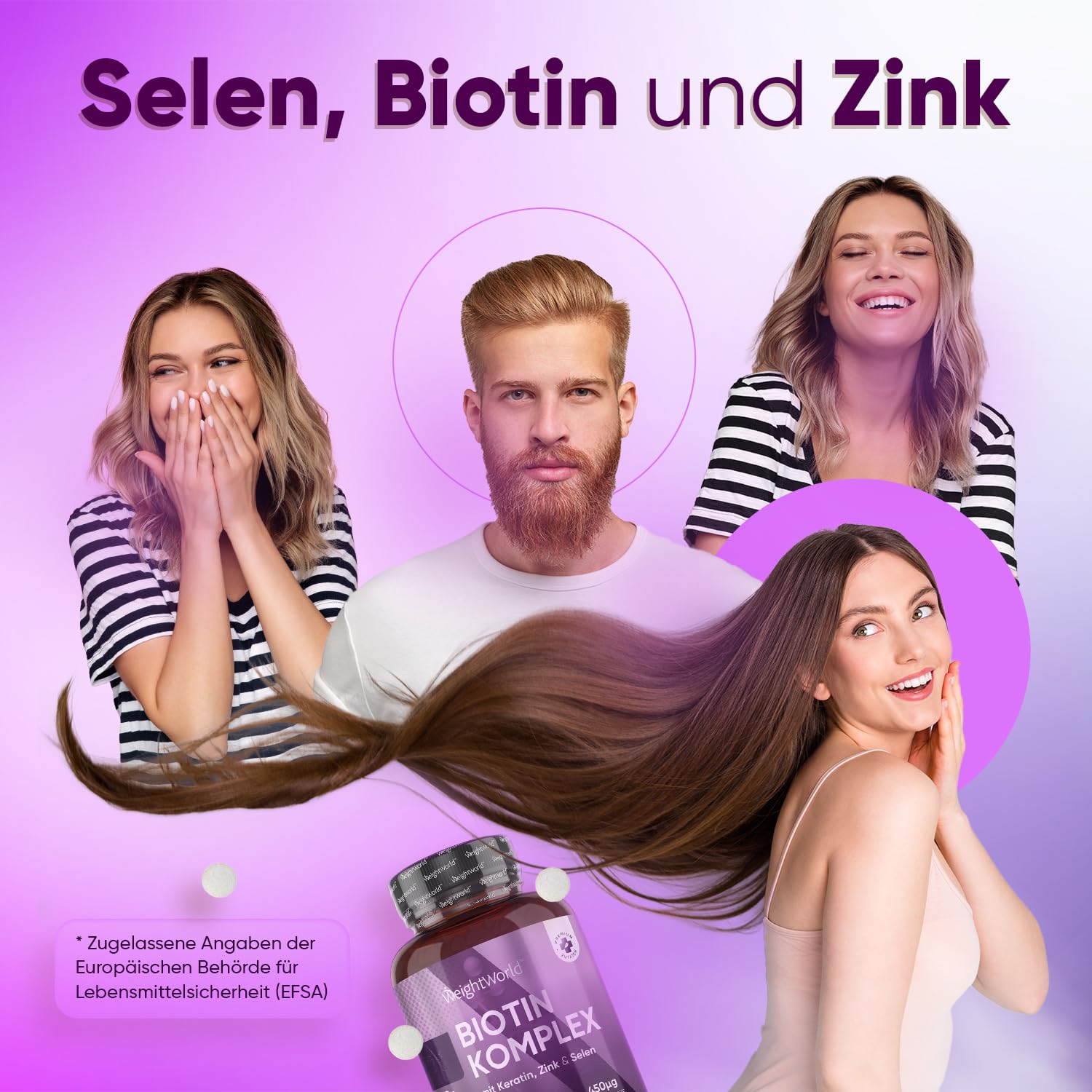 Biotin Gummibärchen 5000μg - Vitamin C & E für Haut, Haare, Nägel & Bart - 120 Gummies - Mit Folsäure, Selen, Jod, Vitamin A, B9, B12, B5 für Haarwachstum - Vitamin B7 (D-Biotin) - WeightWorld