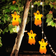 4 Stück Halloween Lichterketten Geist,Halloween Deko Licht,Geister Lichterkette,Halloween deko Outdoor,Hängende Geister mit Lichterketten,Halloween Lichterkette für Garten,Hof,Freien,Drinnen