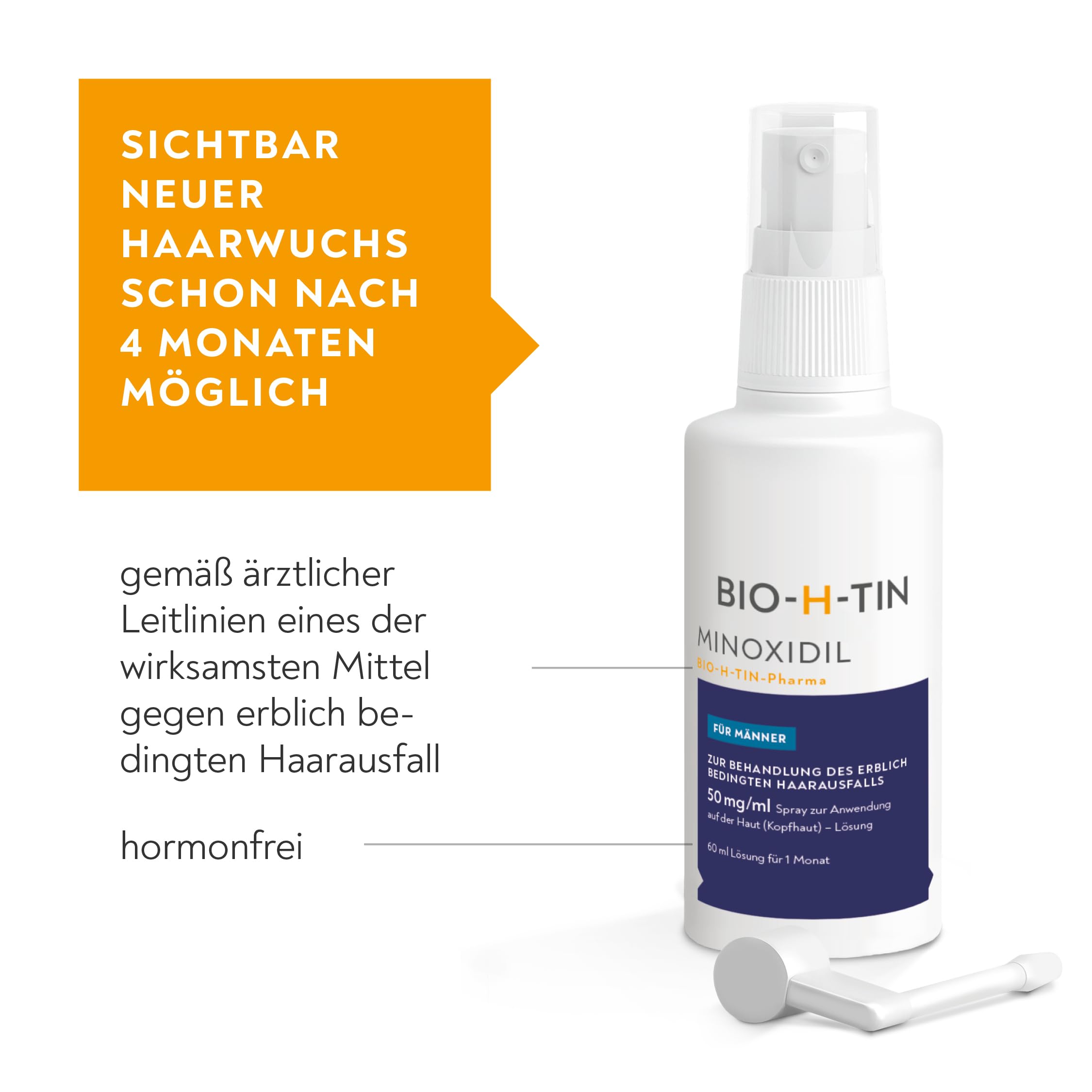 Minoxidil BIO-H-TIN 50 mg/ml Spray (3 x 60 ml), stoppt erblich bedingten Haarausfall, inkl. Coffein-Shampoo Add-On (8 ml)