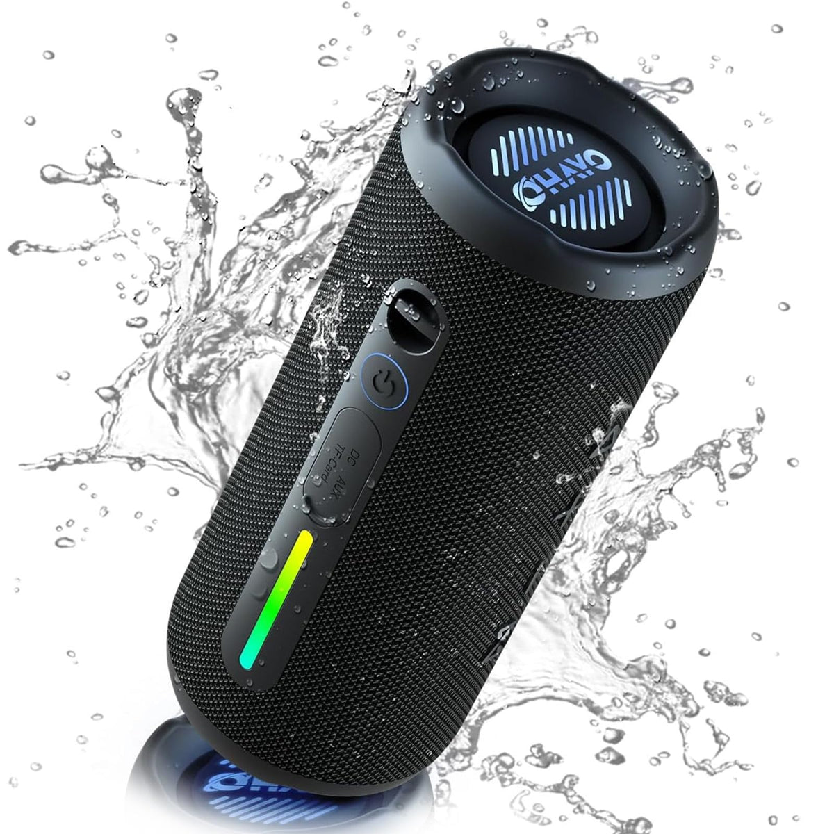 OHAYO Bluetooth Lautsprecher, Bluetooth Box mit RGB Licht, Musikbox mit Bluetooth 5.3, 3 Licht Modi, 30H Akku, IPX7 Wasserdicht, Outdoor Lautsprecher für Draußen, Party