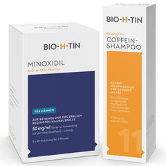 Minoxidil BIO-H-TIN 50 mg/ml Spray, Lösung zum Auftragen auf die Kopfhaut 3x 60 ml + BIO-H-TIN Belebendes Coffein-Shampoo, 200 ml