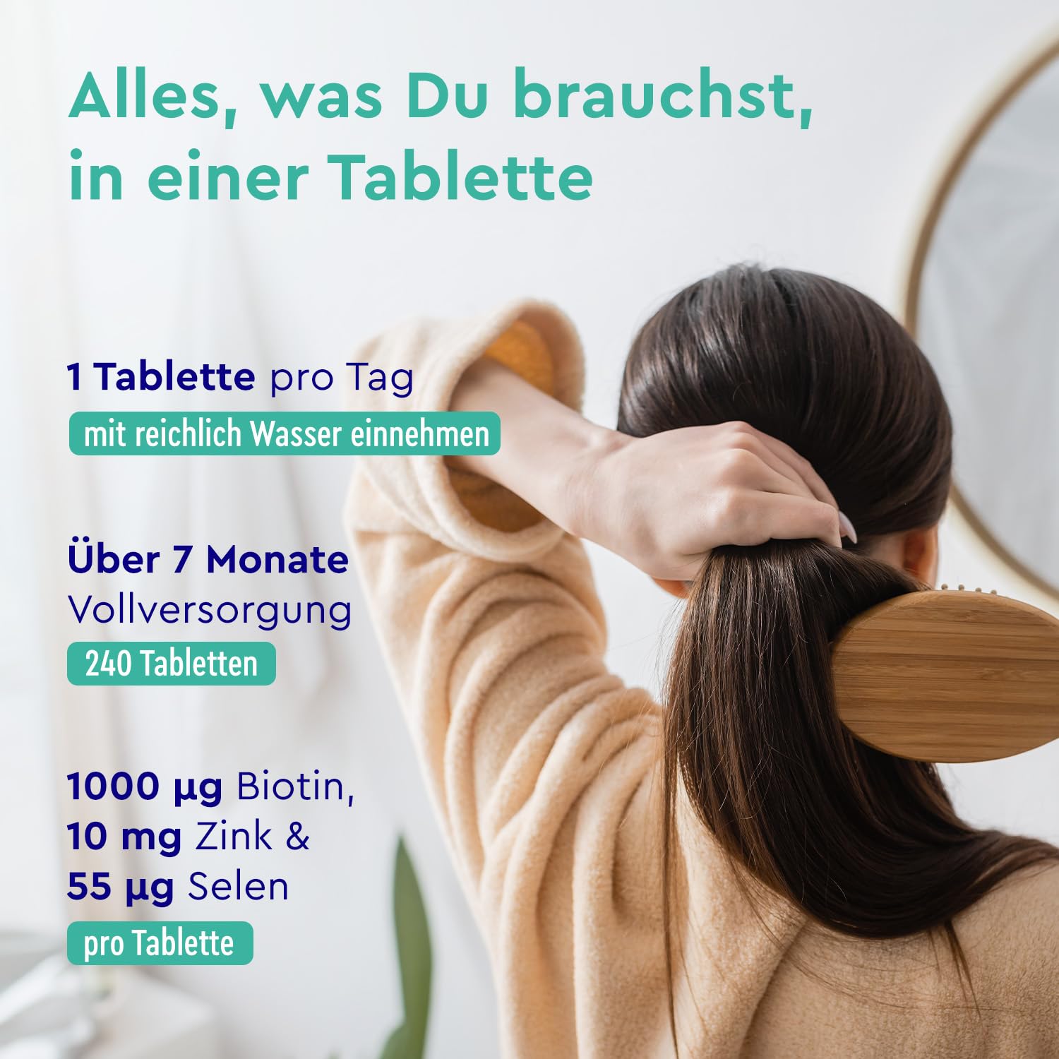 Biotin + Selen + Zink für Haut, Haare & Nägel* - 40% höhere Bioverfügbarkeit (Zink-Chelat) - Kleine, leicht zu schluckende Tabletten (240 Stück) - Sehr gut verträglich - 100% vegan und laborgeprüft