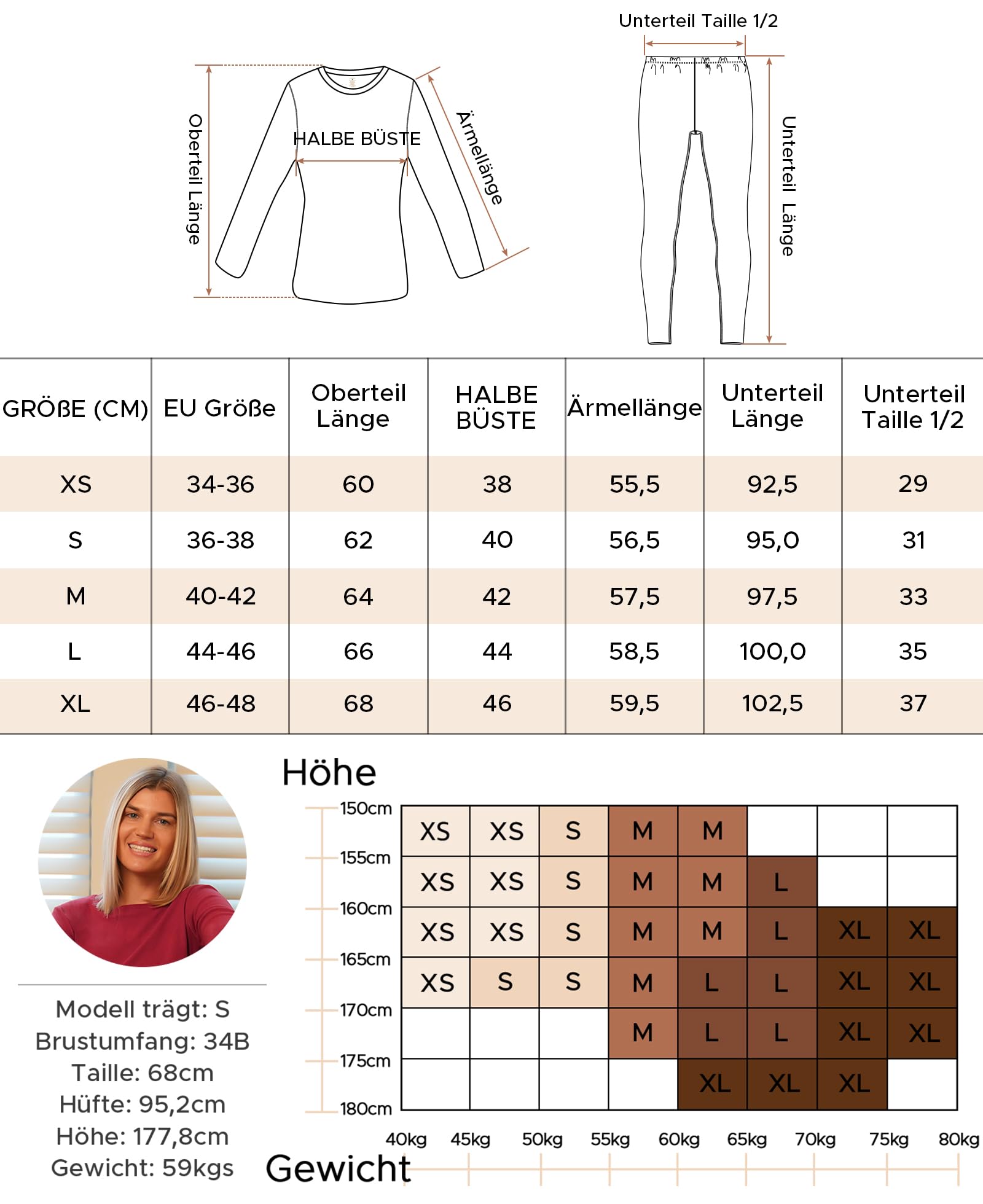 INNERSY Skiunterwäsche Damen Set Warm Thermounterwäsche Frauen Winter Thermo Oberteil Leggings (M, Warmes Grau)