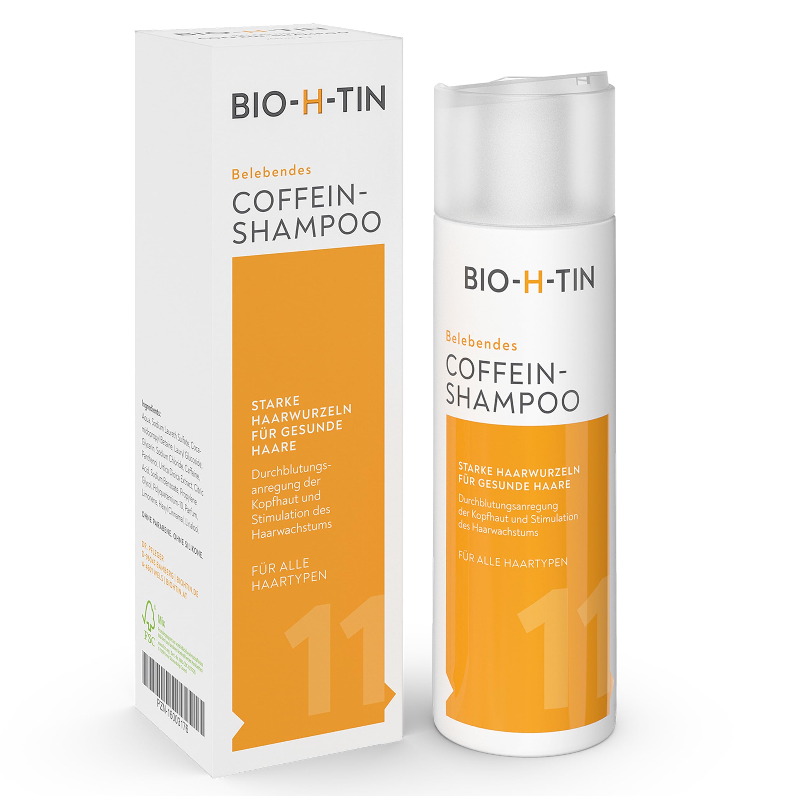 Minoxidil BIO-H-TIN 50 mg/ml Spray, Lösung zum Auftragen auf die Kopfhaut 3x 60 ml + BIO-H-TIN Belebendes Coffein-Shampoo, 200 ml