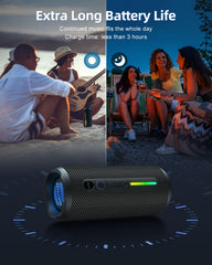 OHAYO Bluetooth Lautsprecher, Bluetooth Box mit RGB Licht, Musikbox mit Bluetooth 5.3, 3 Licht Modi, 30H Akku, IPX7 Wasserdicht, Outdoor Lautsprecher für Draußen, Party