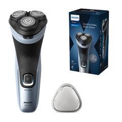 Philips Shaver Series 3000X – Elektrischer Nass- und Trockenrasierer für Männer in Himmelblau, mit SkinProtect-Technologie, ausklappbarem Bartschneider und ergonomischem Griff (Modell X3053/00)