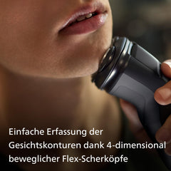 Philips Shaver Series 3000X – Elektrischer Nass- und Trockenrasierer für Männer in Schwarz, mit SkinProtect-Technologie, ausklappbarem Bartschneider (Modell X3001/00)