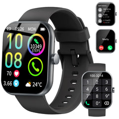 Smartwatch Herren Damen, 1,96"HD Touch Fitnessuhr mit Telefonfunktion, Smart Watch Fitness Tracker mit Pulsmesser Schlafmonitor Schrittzähler, 113+Sportmodi IP68 Wasserdicht Sportuhr für iOS Android