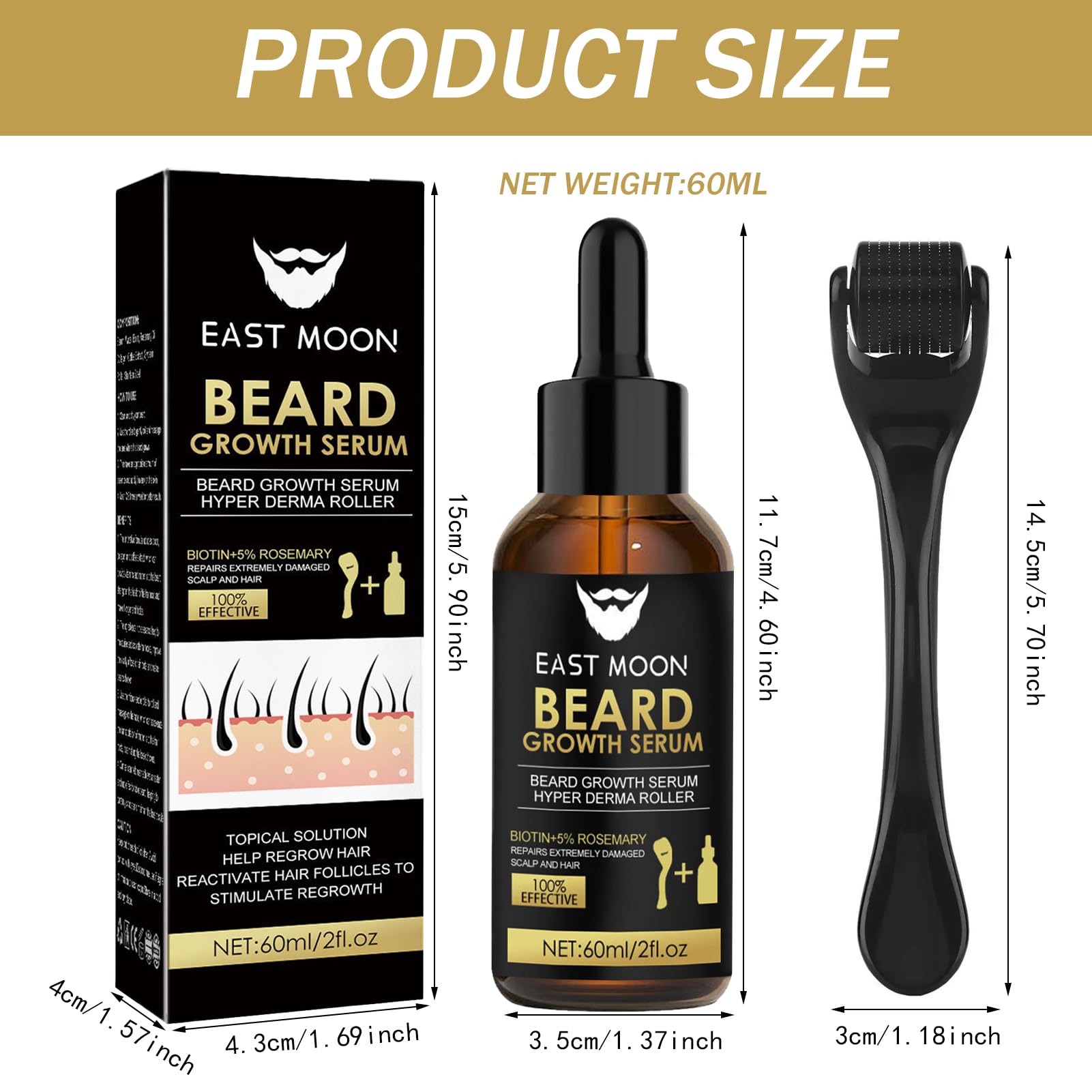 Bartwuchs Kit,Bartwachstum Set mit Dermaroller Bartroller,Bartwuchs Serum Öl/Beard Roller,Beard Growth Kit,Stimuliert Schnurrbart und Haarwachstum,Geschenke für Männer Vater