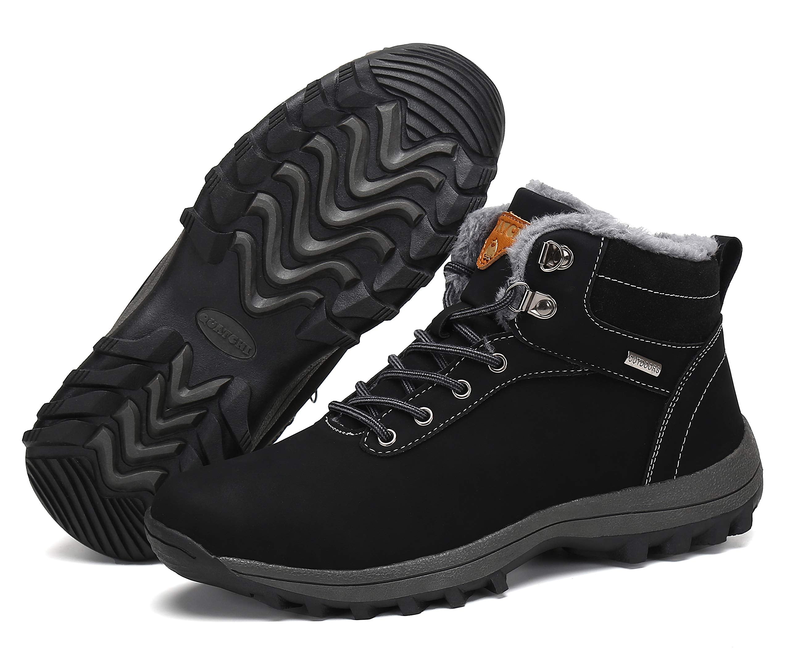 Mishansha Winterschuhe Herren Gefüttert Winterstiefel Damen Winterboots Rutschfest Wanderschuhe Winter Boots Wasserdicht Trekkingschuhe Schneestiefel Schwarz,Gr.43