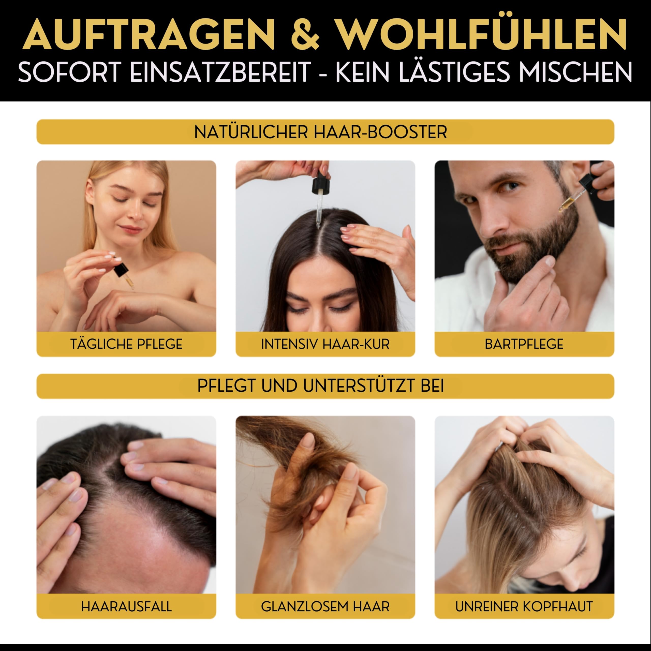 Don Quiff® Rosmarin+ Haaröl gegen Haarausfall, AntiSpliss |MADE IN GERMANY| BIO Qualität |HOCHDOSIERT| Vegan, stärkt Kopfhaut & Haare, Repair |GOLD STANDARD| SalonQualität