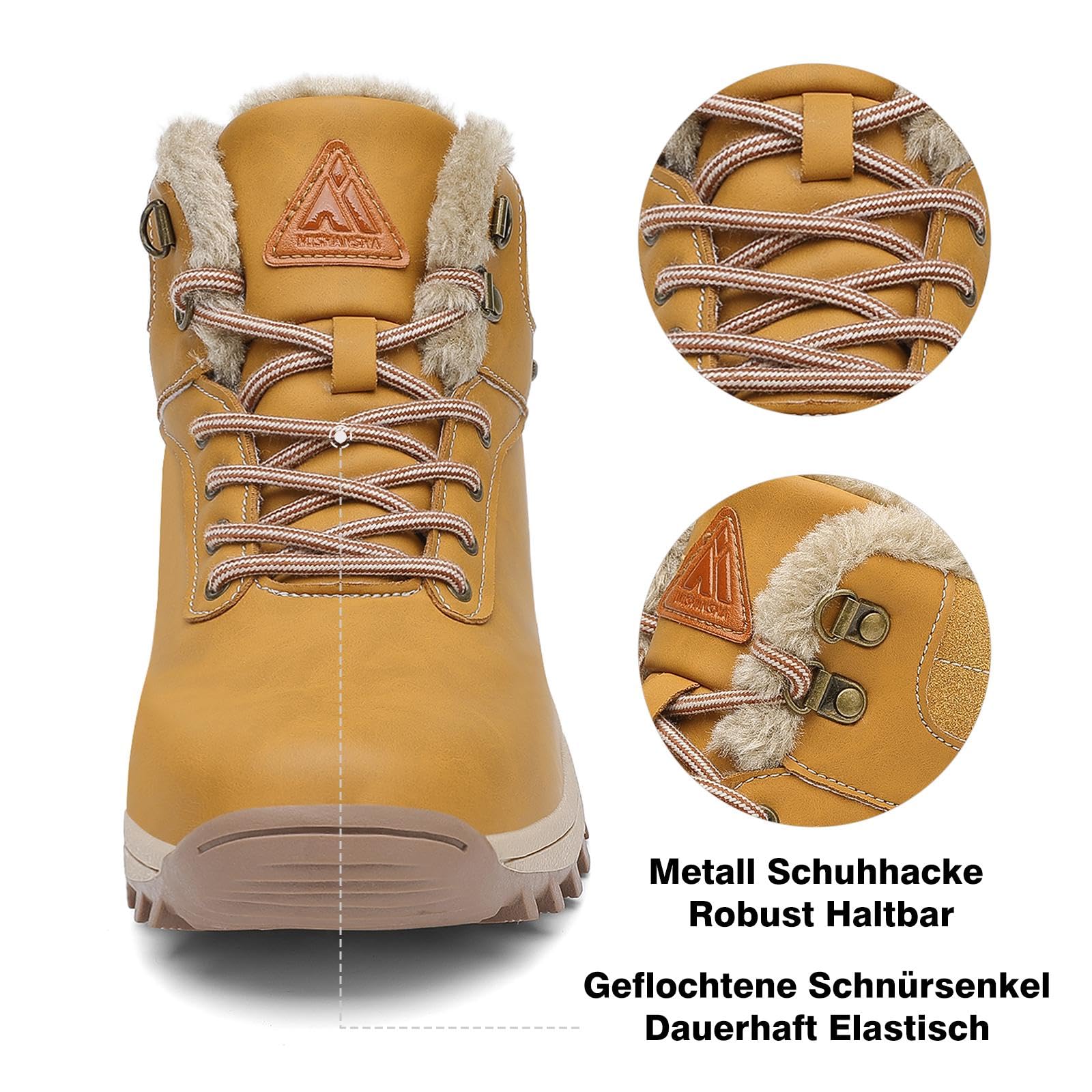 Mishansha Winterschuhe Herren Gefüttert Winterstiefel Damen Winterboots Rutschfest Wanderschuhe Winter Boots Wasserdicht Trekkingschuhe Schneestiefel Gelb,Gr.45