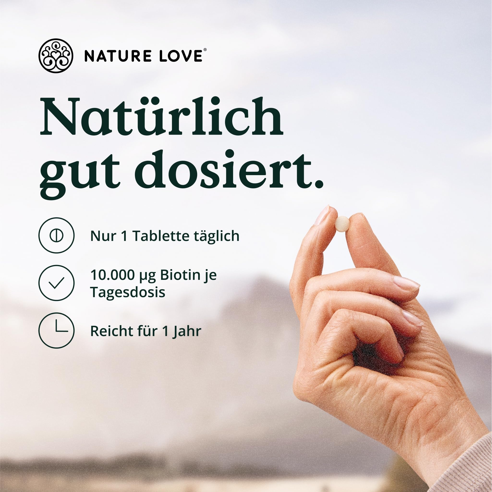 Biotin mit Zink & Selen - hochdosiert mit 10.000 µg Biotin - 365 Tabletten für Haare, Haut und Nägel - mit Vitamin B5 & Silizium - Haar Vitamine & Mineralstoffe im Jahresvorrat - vegan & laborgeprüft