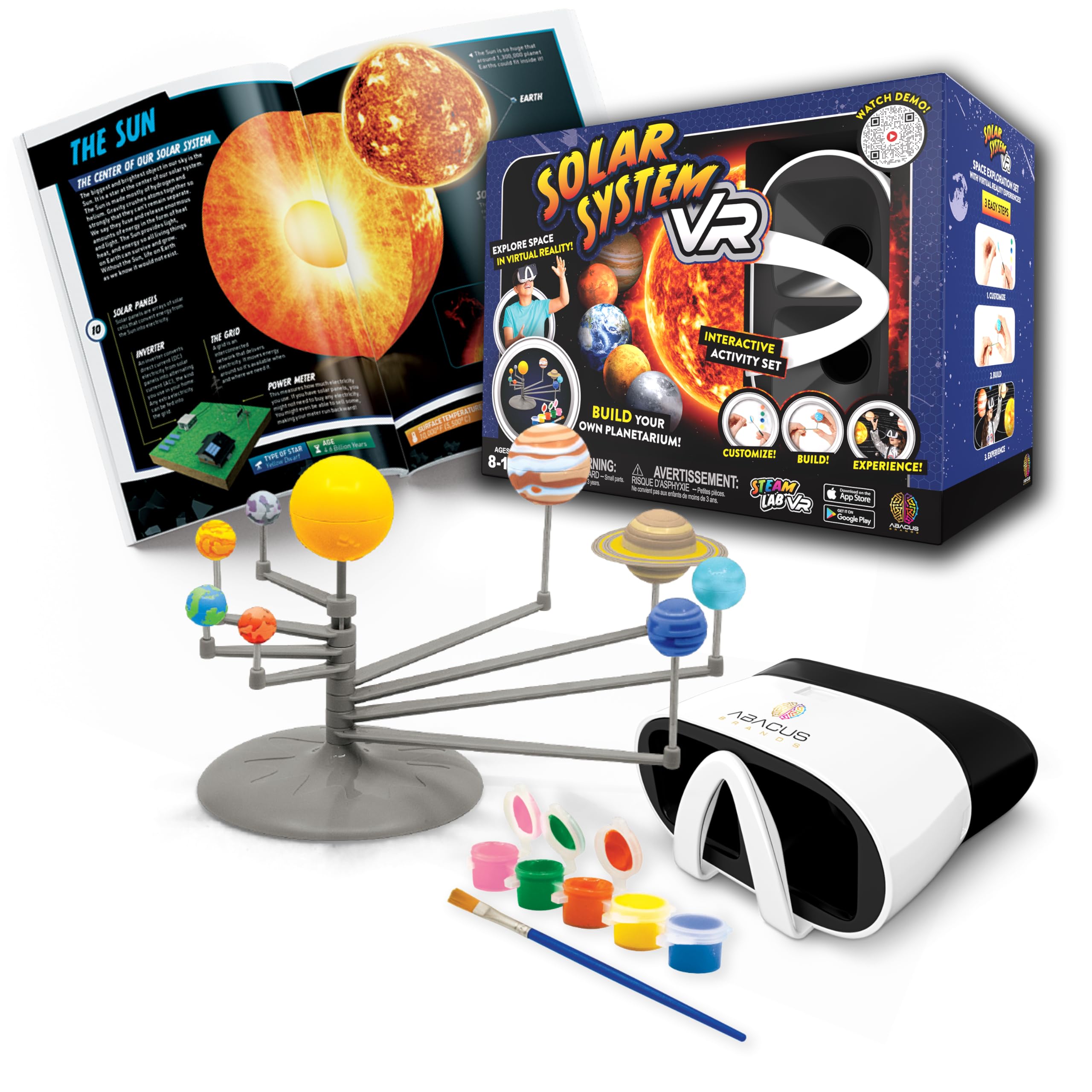 Abacus Brands STEAM Solar System VR Lab - Illustrated Interactive VR Book and STEAM Learning Activity Set - for Ages 8 and Up