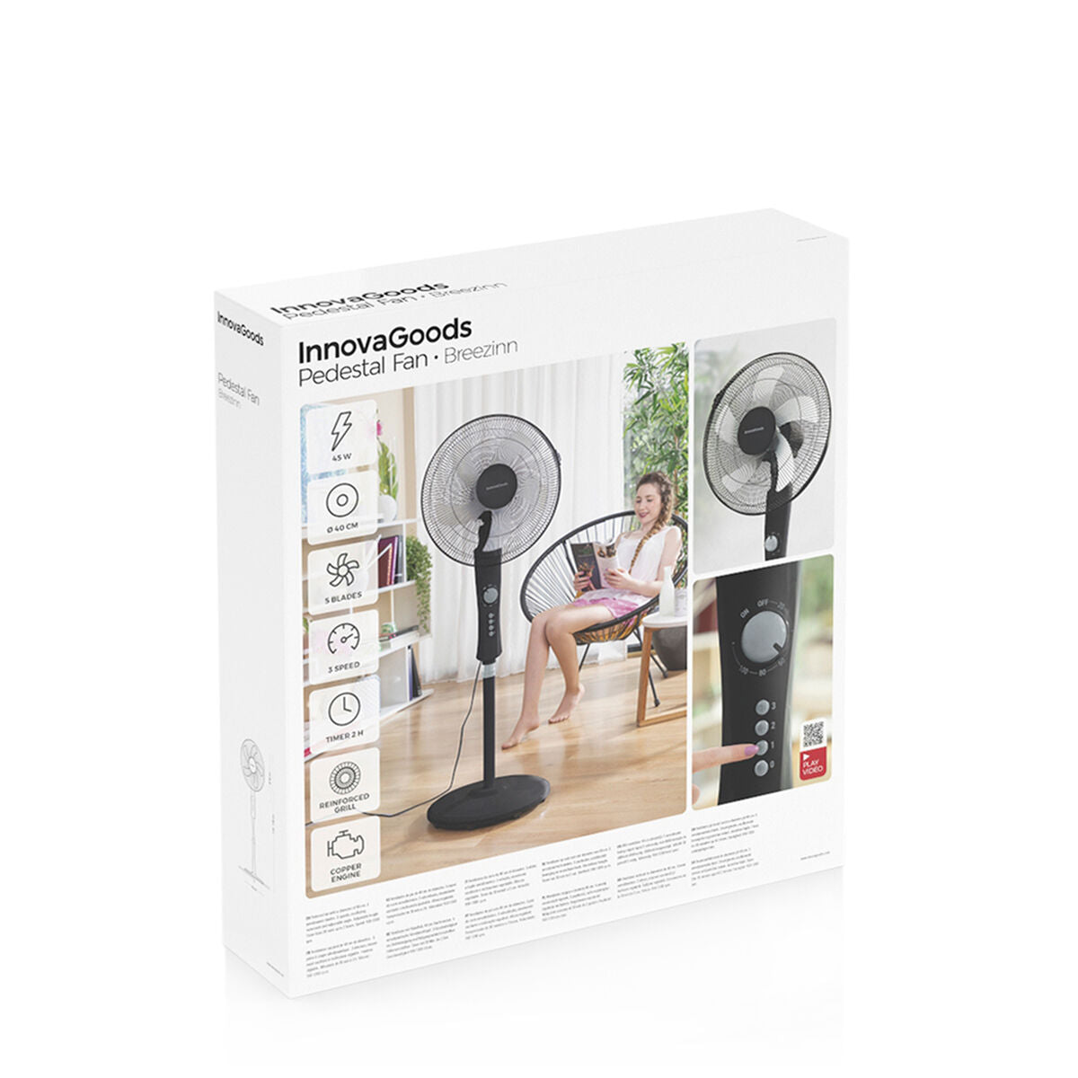 Innovagoods Freistehender Ventilator Innovagoods Breezinn Schwarz 45 W