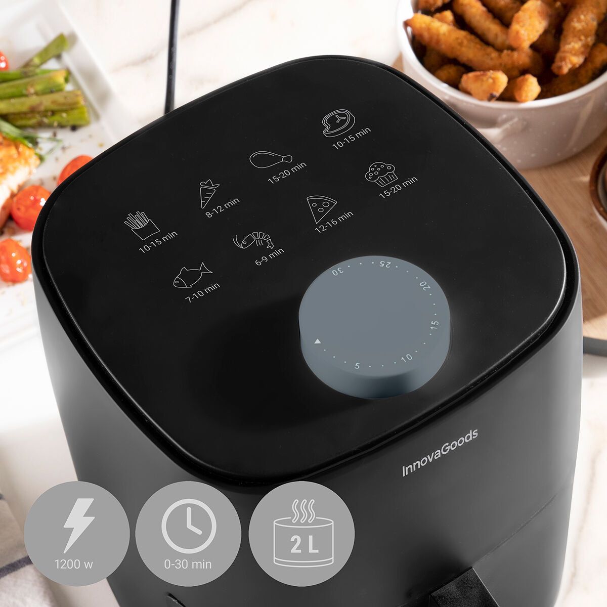 Innovagoods Heißluftfritteuse Innovagoods Fryinn Lite 2000 Schwarz 1200 W 2 L