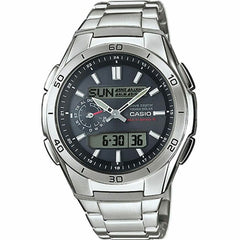 Casio Herrenuhr Casio Wave Ceptor Multibadn 6 Tough Solar Schwarz Grau Silberfarben (Ø 43,5 Mm)